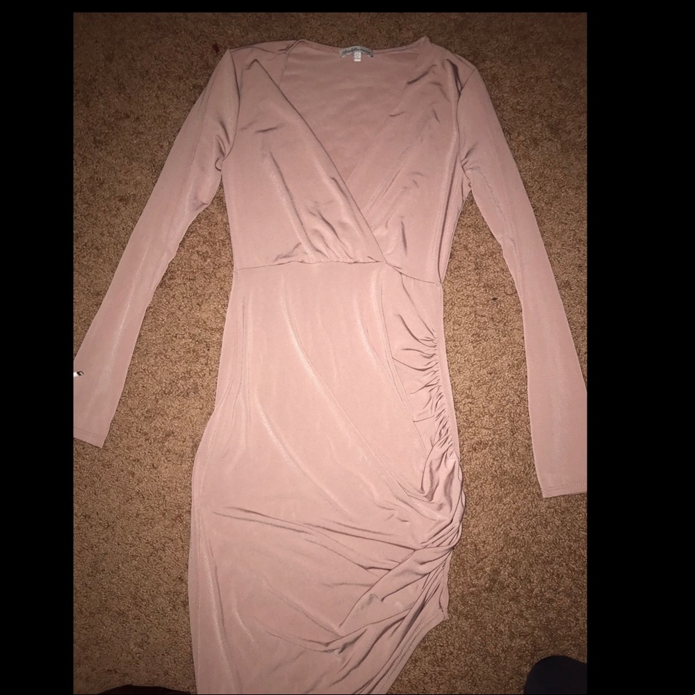 Dusty rose asymmetrical long sleeve dress